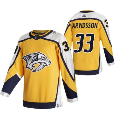 Nashville Nashville Predators #33 Viktor Arvidsson Yellow Men's Adidas 2020-21 Reverse Retro Alternate NHL Jersey